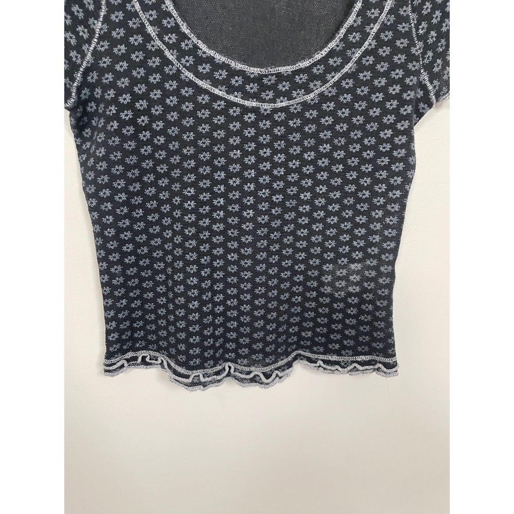 Free People Garner Tee In Black Floral Size XS Bohemian Casual Essential - Picture 4 of 7